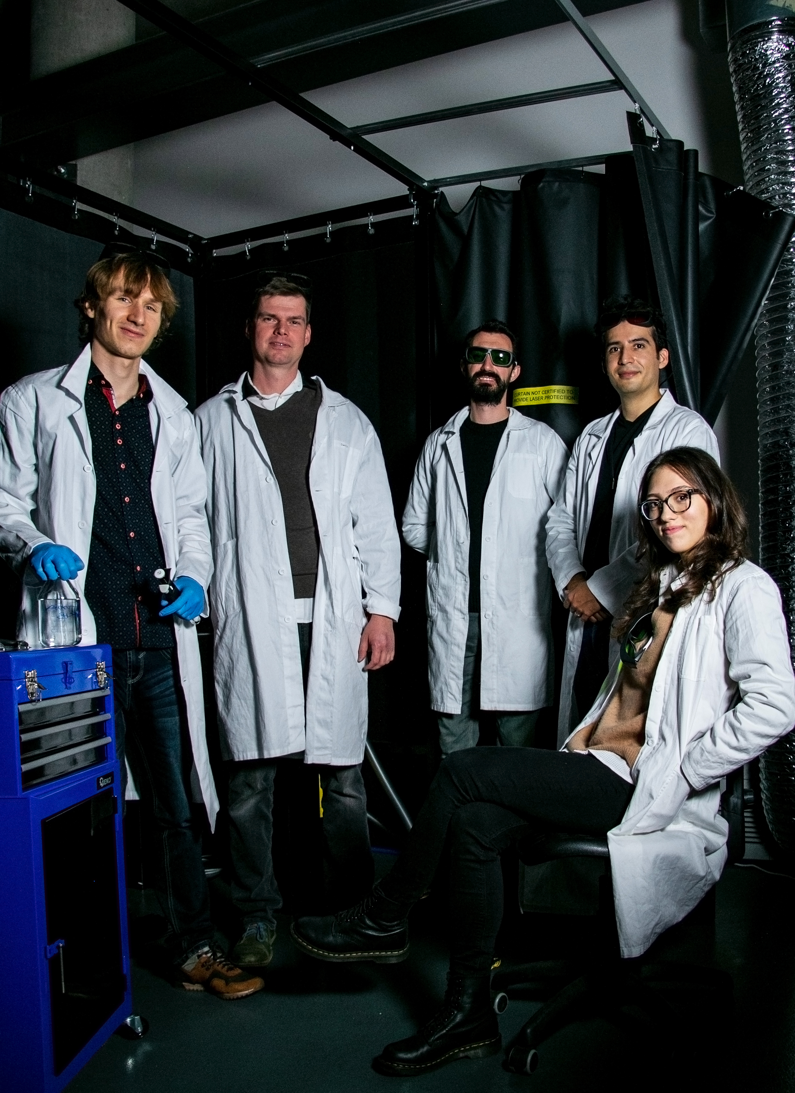 Ondrej (on the left) founded laser research team "FEMTO-NANO group"